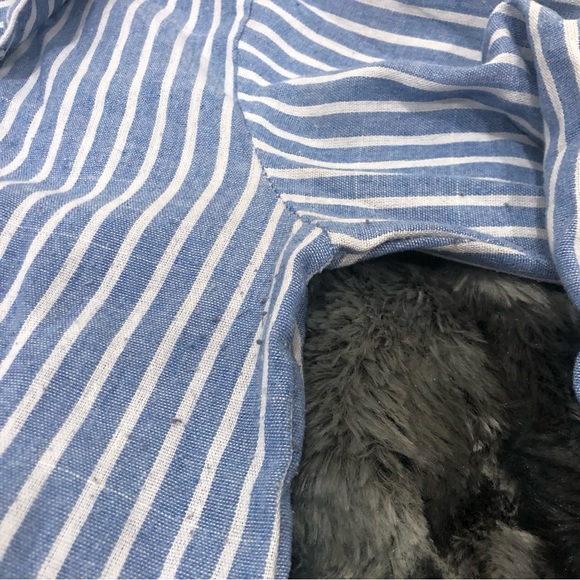 WHITE AND BLUE STRIPES COLLAR 3/4 SLEEVES MINI DRESS - Picture 8 of 8